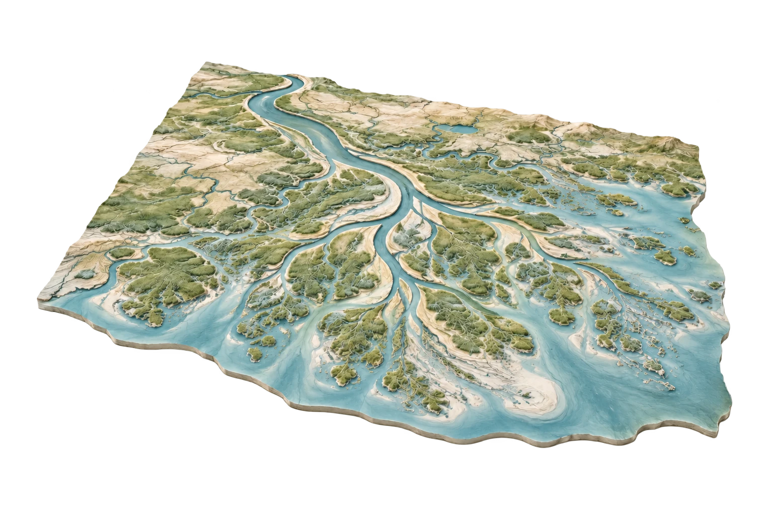 Illustrative terrain study for a river landscape