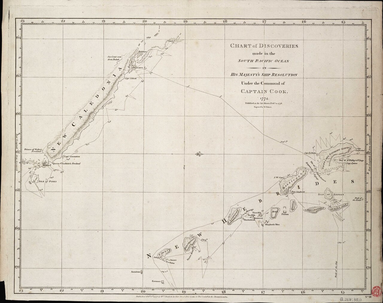 Captain Cook’s Chart of the Discoveries in the South Pacific Ocean (1774)